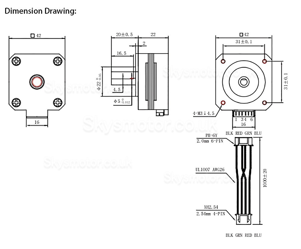 OUKEDA NEMA17 Stepper Motor 17HS4023 1.8 Deg 14 Ncm 1A For 3D Printer & Titan Extruder